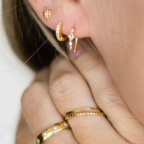 Gold Ring CZ Stars Waterproof Ring Celestial Gold Ring Cosmic Ring BEAUTIFUL - Picture 12 of 12